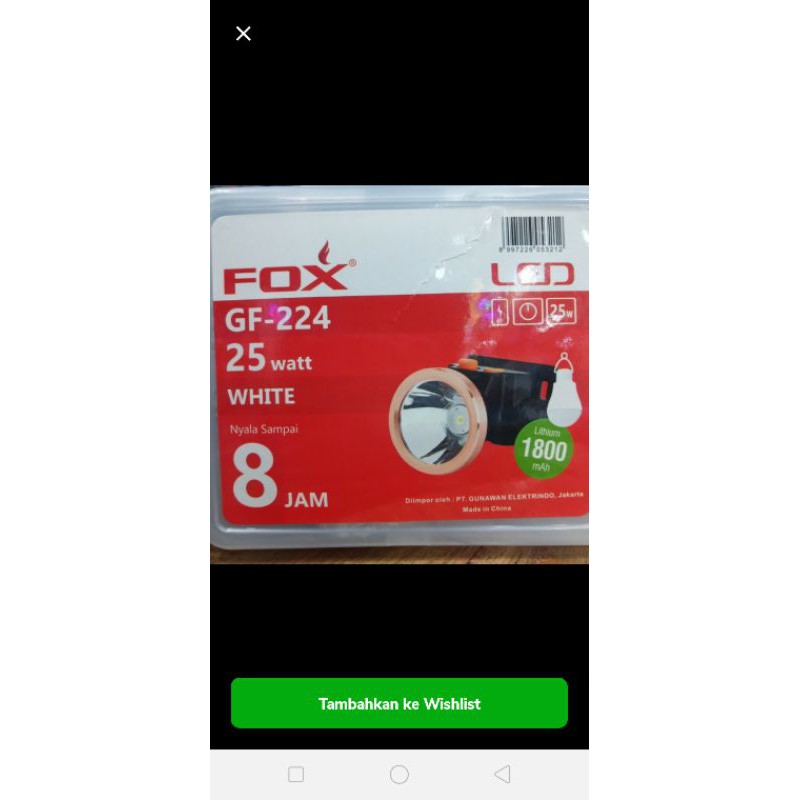 Jual Senter kepala fox 24 wat gf 224 | Shopee Indonesia