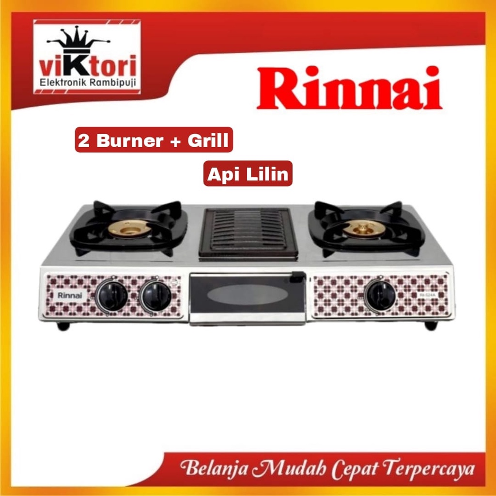 Jual KOMPOR RINNAI RI524A / RINNAI KOMPOR GAS GRILL / RINNAI 3 TUNGKU ...