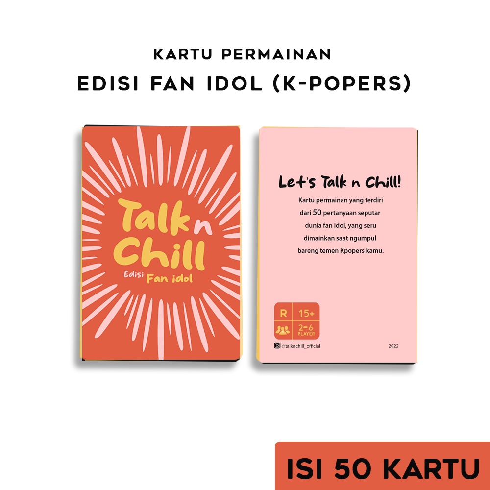 Jual Kartu permainan TalknChill edisi fan idol Kpopers kartu pertanyaan seperti kartu truth