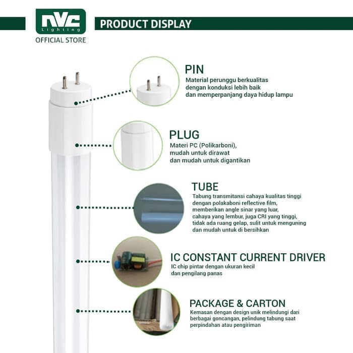 Jual PROMO LAMPU LED NVC T8N 12 18W 6500K 220-240V ( GARANSI 2 TAHUN ...