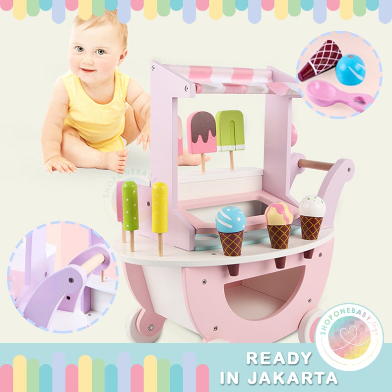 Jual JKT Mini Ice Cream Truck Children Wooden Toy Mainan Edukasi Kayu