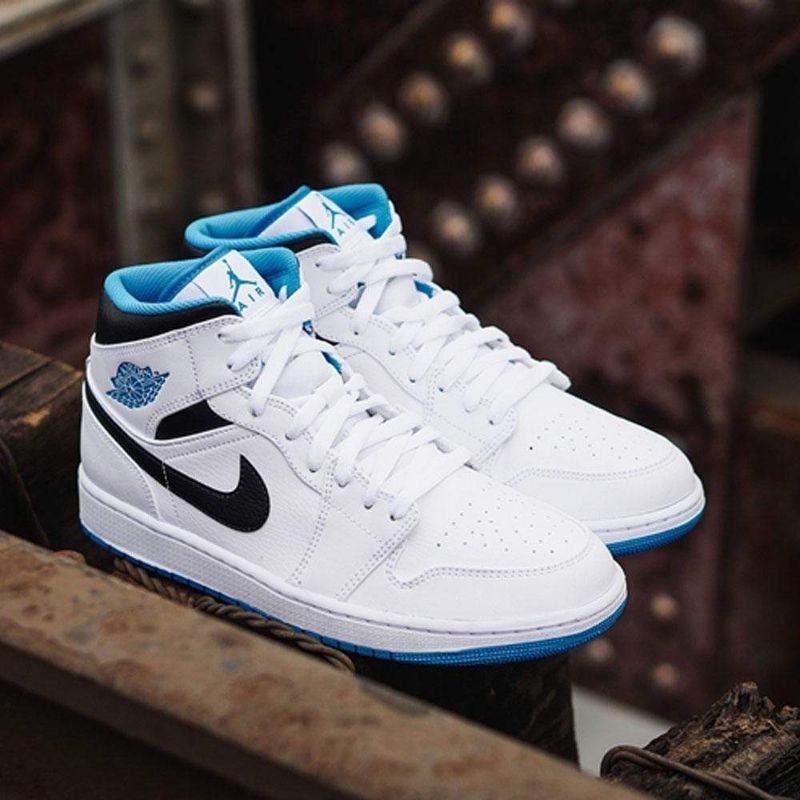 Jual SEPATU SNEAKERS NIKE AIR JORDAN 1 MID WHITE LASER BLUE