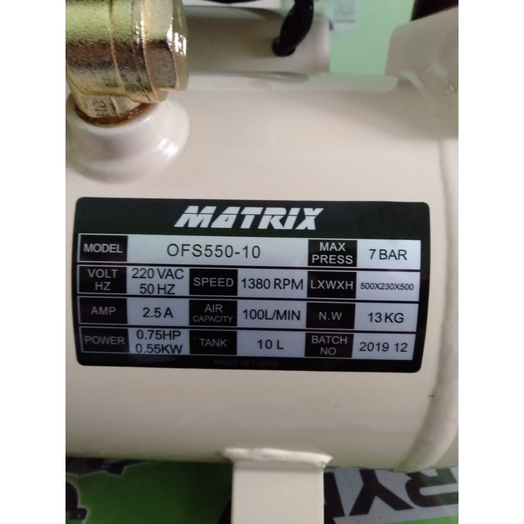 Jual MATRIX Kompresor Angin Oiles 10 Liter 25 Liter Compressor Oilless ...
