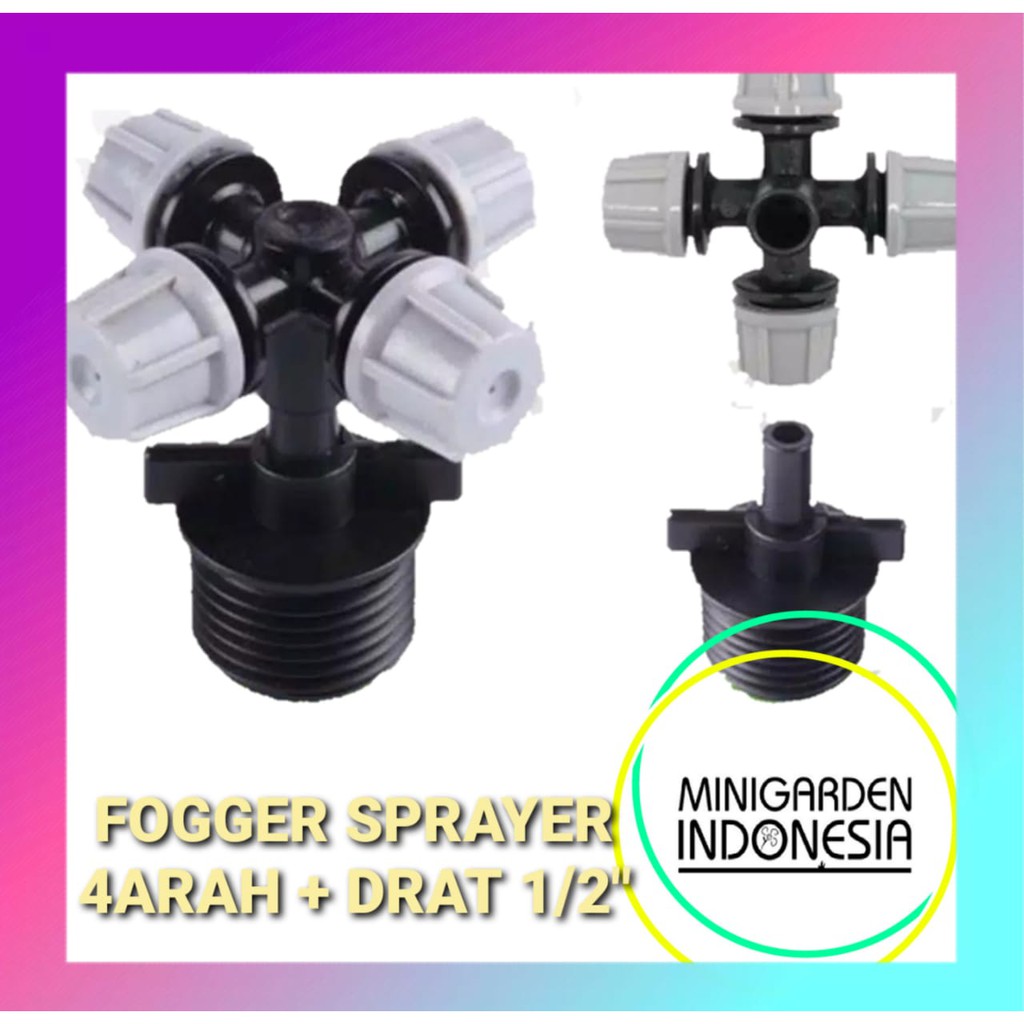 Jual FOGGER SPRAYER HEAD 4 ARAH + ADAPTER DRAT 1/2 INCH sprinkler mist ...