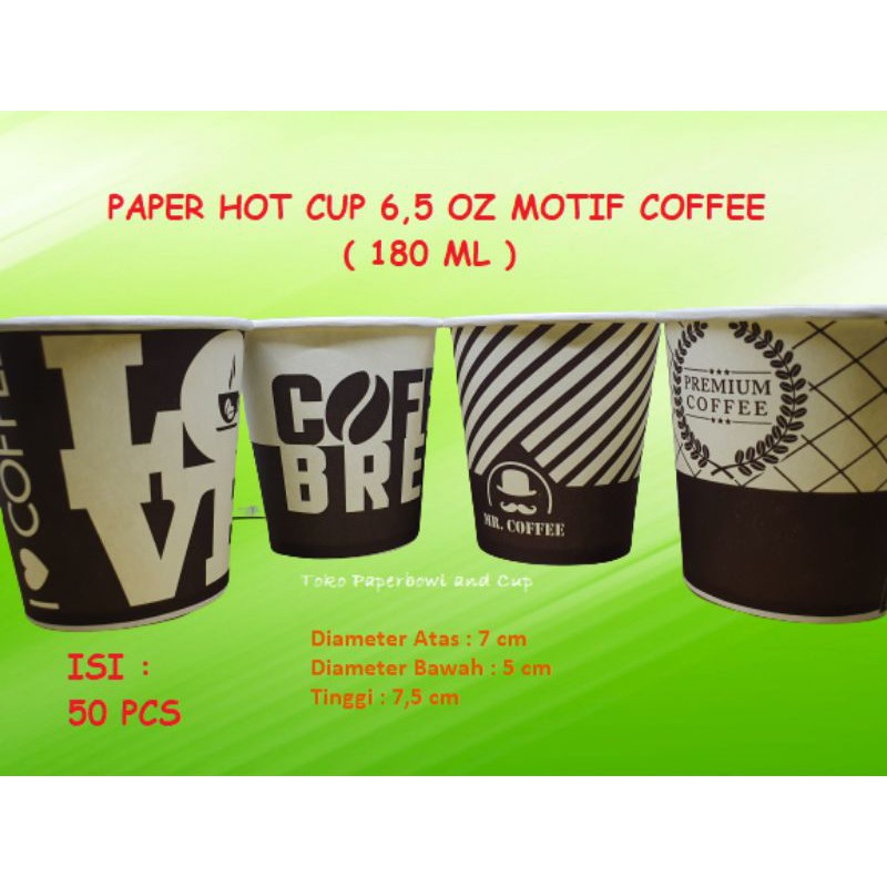 Jual Paper Hot Cup Gelas Kertas 6 5 Oz 180 Ml Coffee Isi 50 Pcs