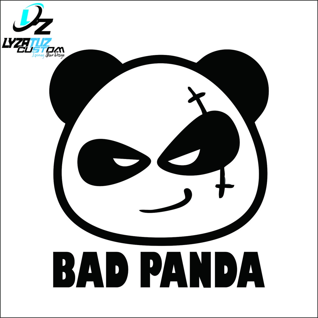 Jual stiker cutting BAD PANDA bisa ditempel di laptop motor mobil