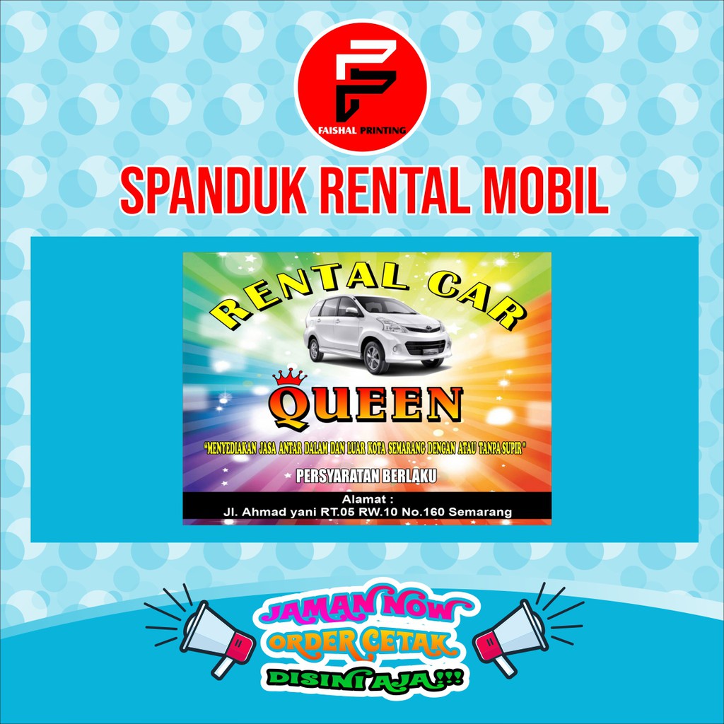 Jual banner / spanduk / backdrop usaha rental mobil ukuran 1 x 1 meter ...