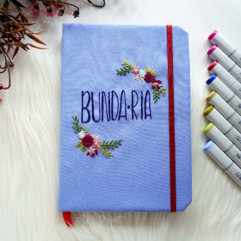 Jual custom notebook cover sulam cyan shopee indonesia