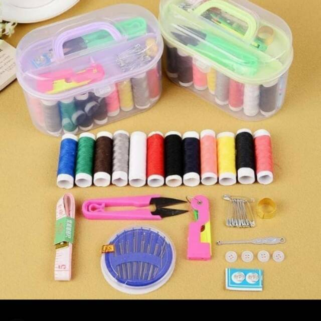 Jual Perlengkapan Jahit Sewing Kit Box Kotak Jahitan Pakaian Set