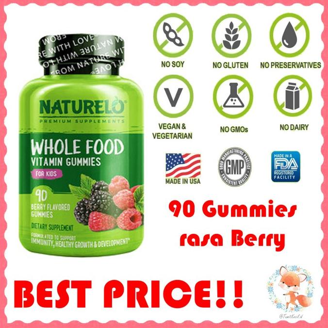 Jual DISKON!!! Naturelo Whole Food Vitamin Gummies for Kids 90