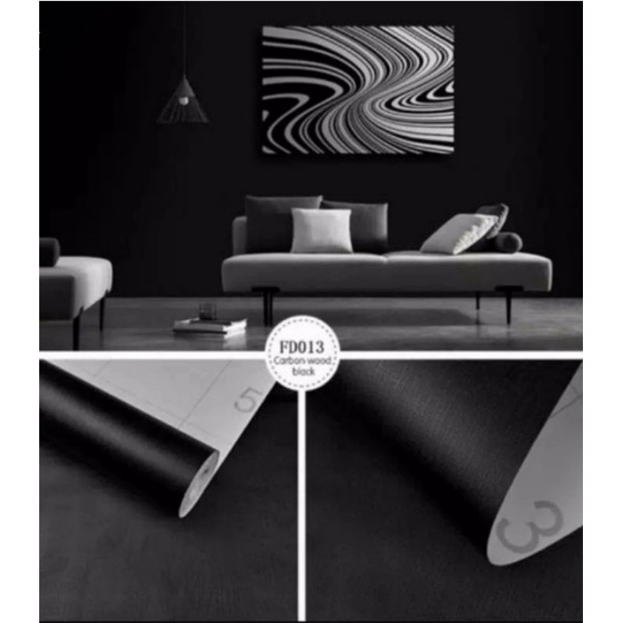 Jual STIKER WALLPAPER HITAM 45CMx10M \\ STIKER DINDING HITAM POLOS