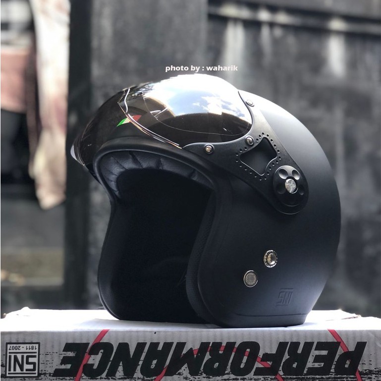 Jual helm retro bogo vespa italy lengkap visor kaca | Shopee Indonesia