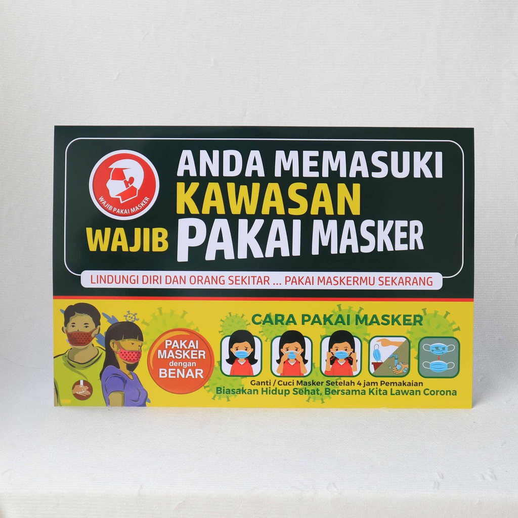 Jual Poster Kawasan Wajib Pakai Masker, Wajib Pakai Masker, Poster ...