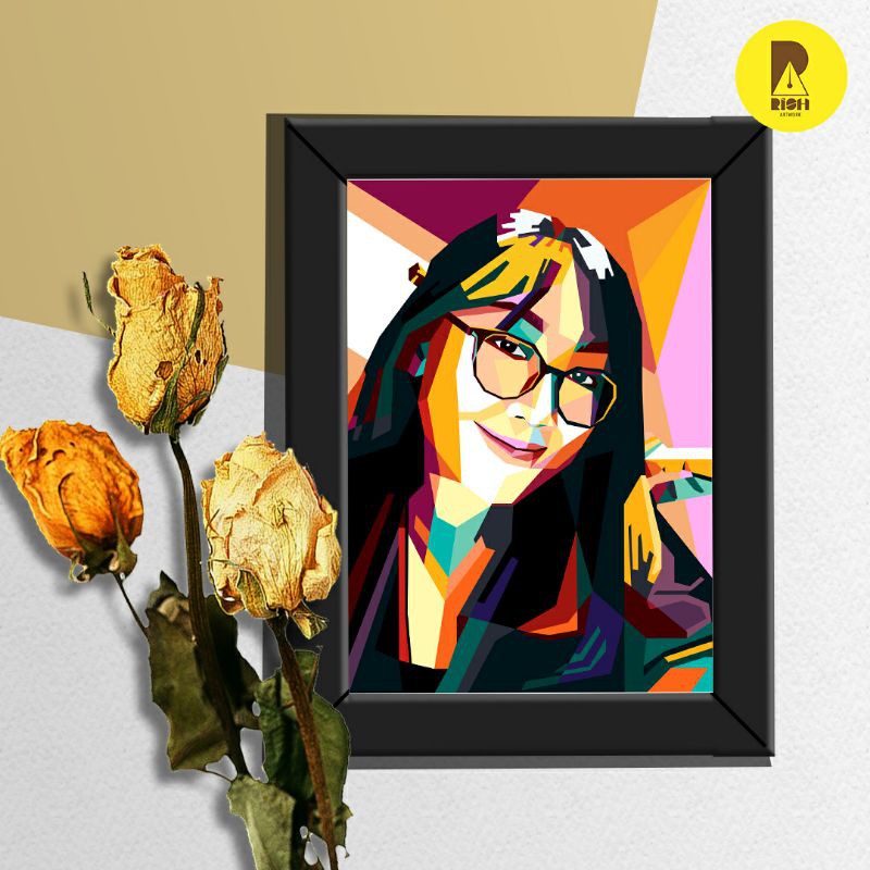 Jual Lukisan Wajah Wpap Pop Art 1 wajah A5 + Bingkai ( Bisa COD
