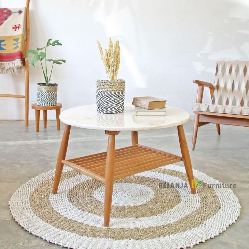 Jual Marmer Coffe Table | Meja Bulat Marmer | Meja Bulat Jati Minimalis ...