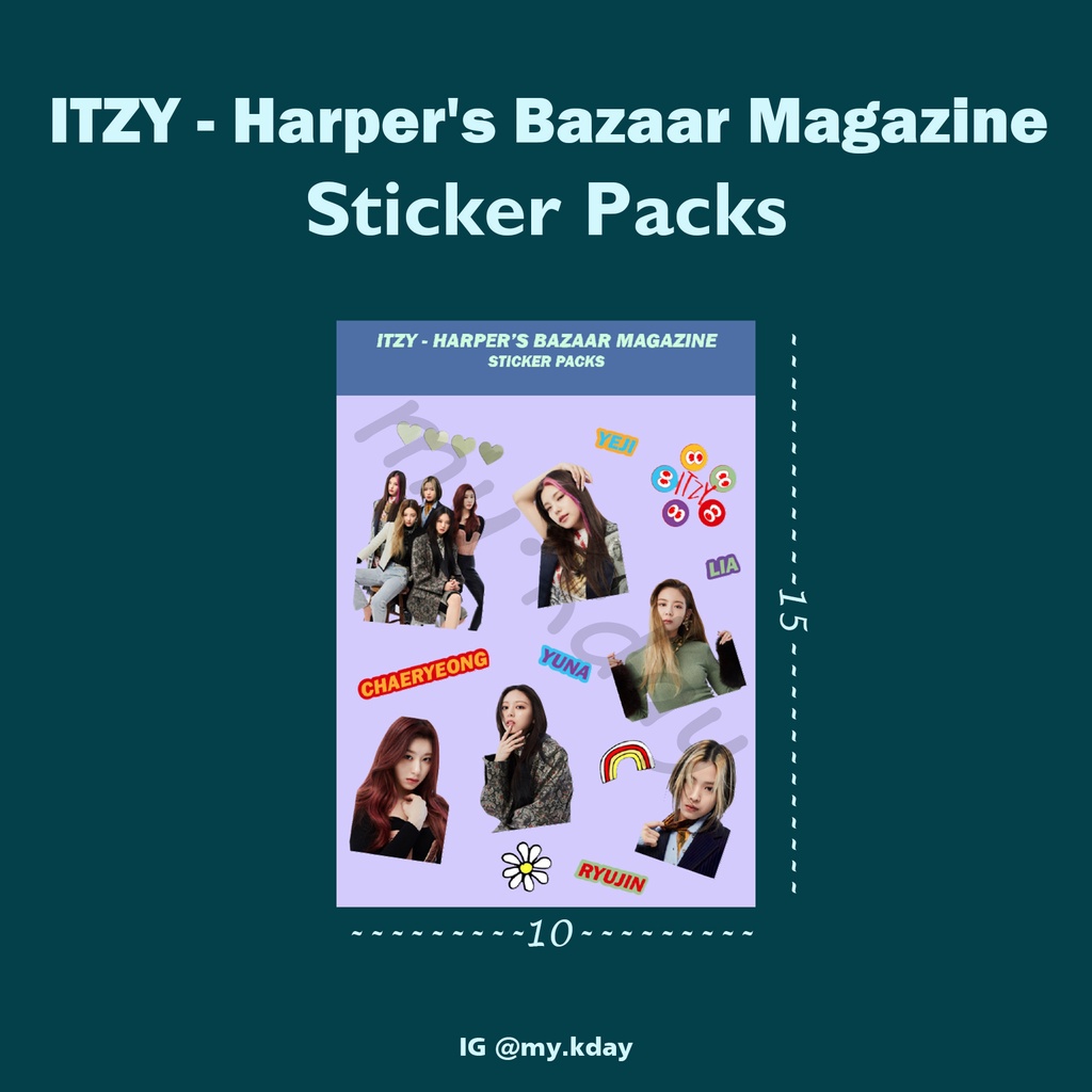 Jual ST-0039, Unofficial Sticker Stiker ITZY Harper's Bazaar Magazine ...