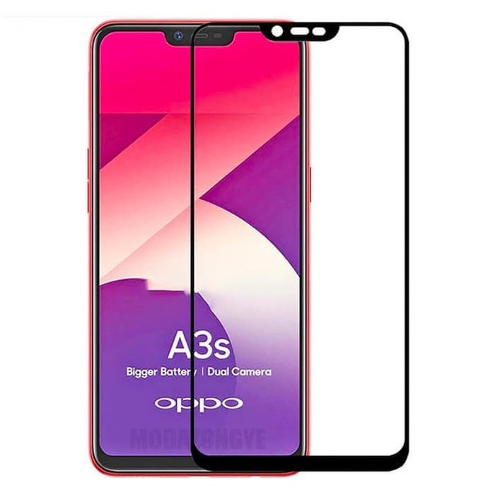 Jual OPPO A3S Temper Glass Tempered Glass Anti Gores Kaca Full