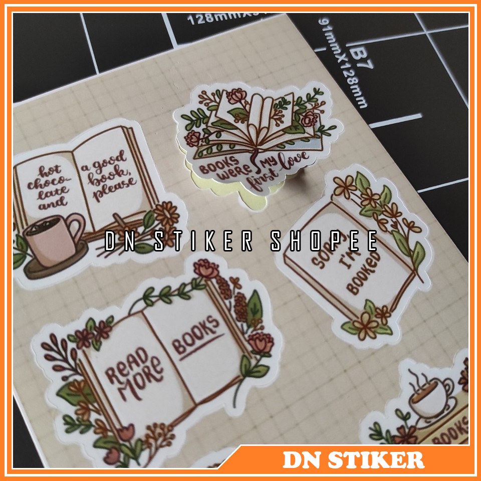 Jual Stiker kertas gambar buku 1 lembar aesthetic jurnal stiker