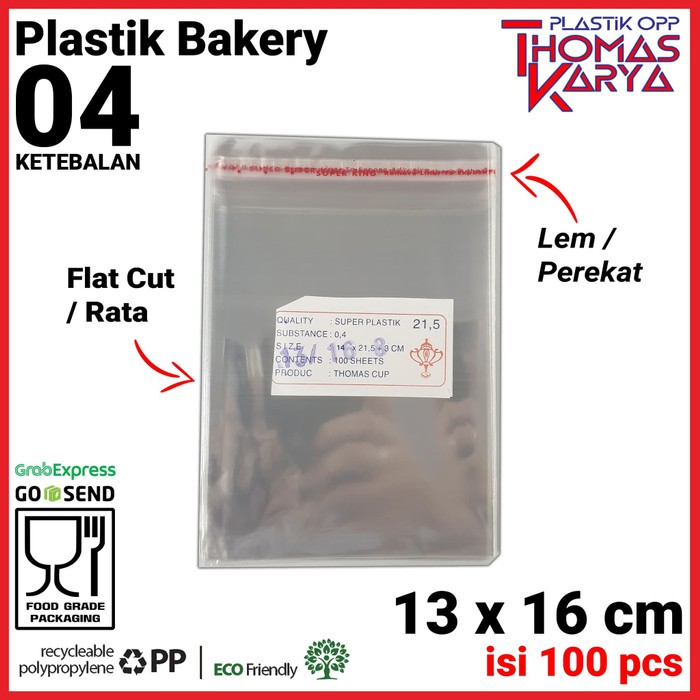 Jual Plastik OPP Lem 13x16 TEBAL Isi 100 Lembar Packing Roti Manis ...