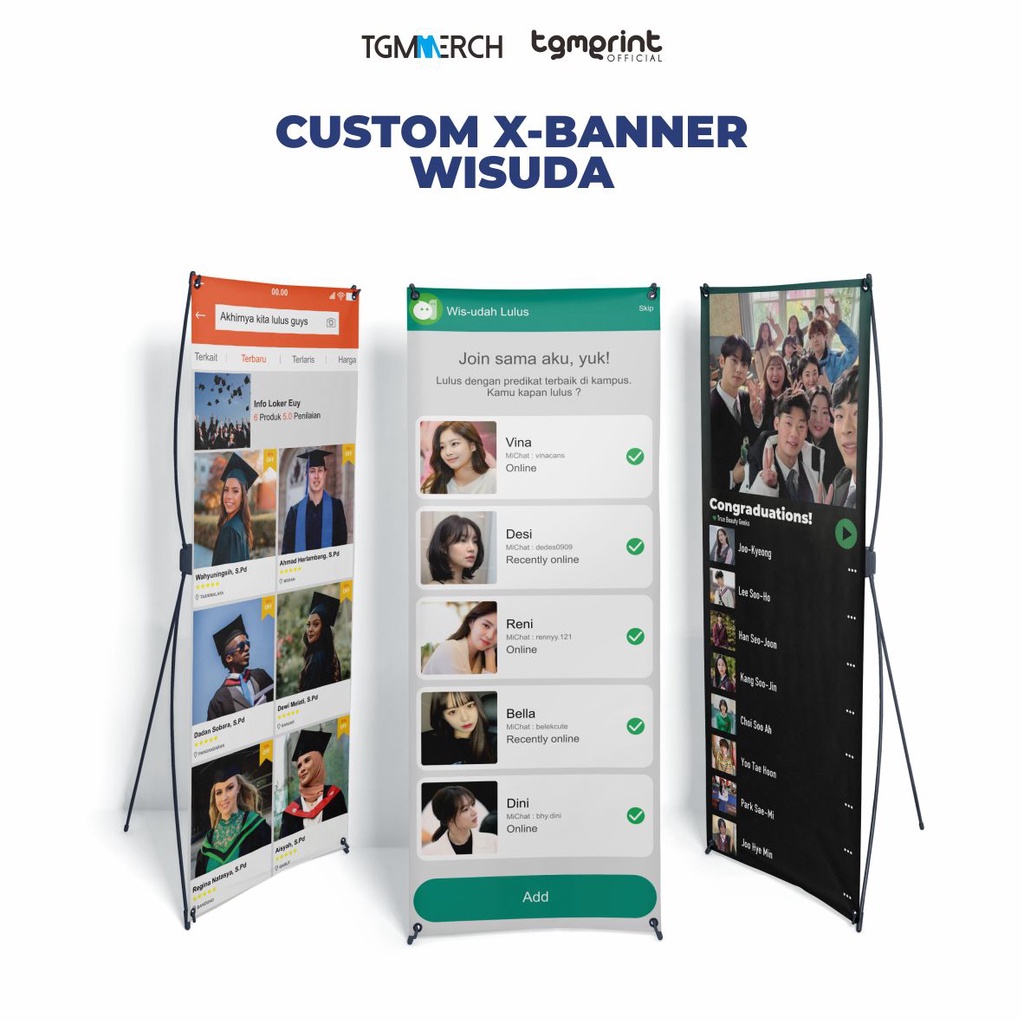 Jual TGM MERCH - Cetak Custom X Banner Wisuda/Graduation/Sidang