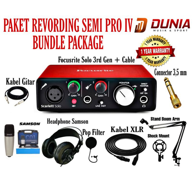 Jual Focusrite Scarlett Solo Bundle Package Set Up Home Recording Murah ...