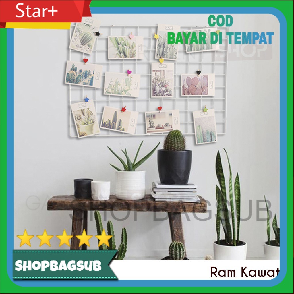 Jual Hiasan Dinding Kamar Wire Grid Mesh Wall Rak Gantung Dinding Besi ...