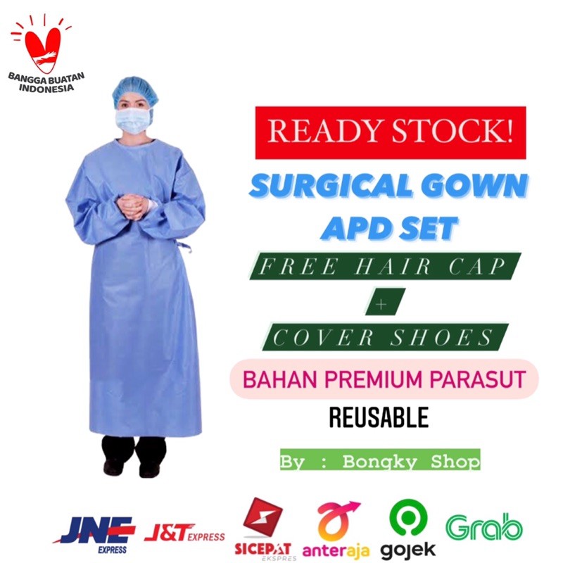 Jual Surgical Gown Parasut Set / Gown APD / Baju Jubah Gaun Medis ...