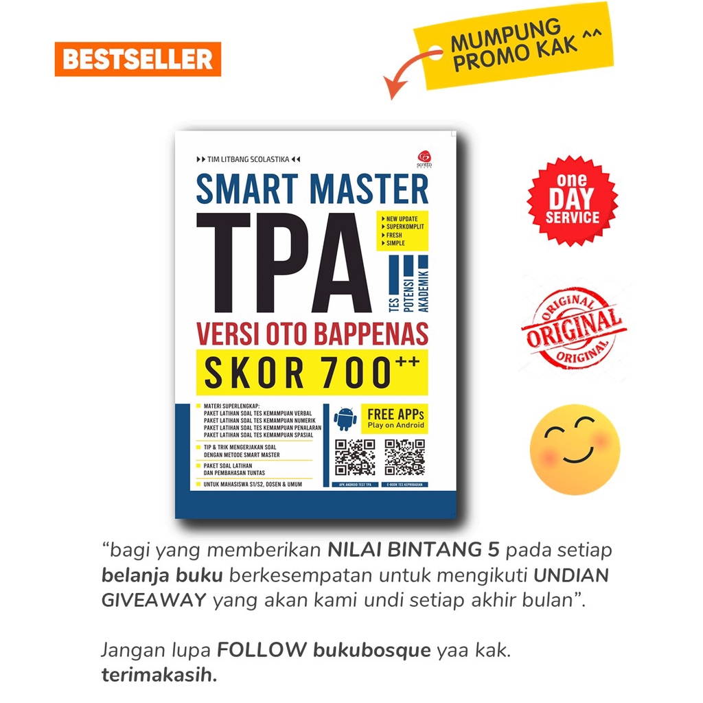 Jual BUKU EDUKASI - SMART MASTER TPA VERSI OTO BAPPENAS SKOR 700 ...