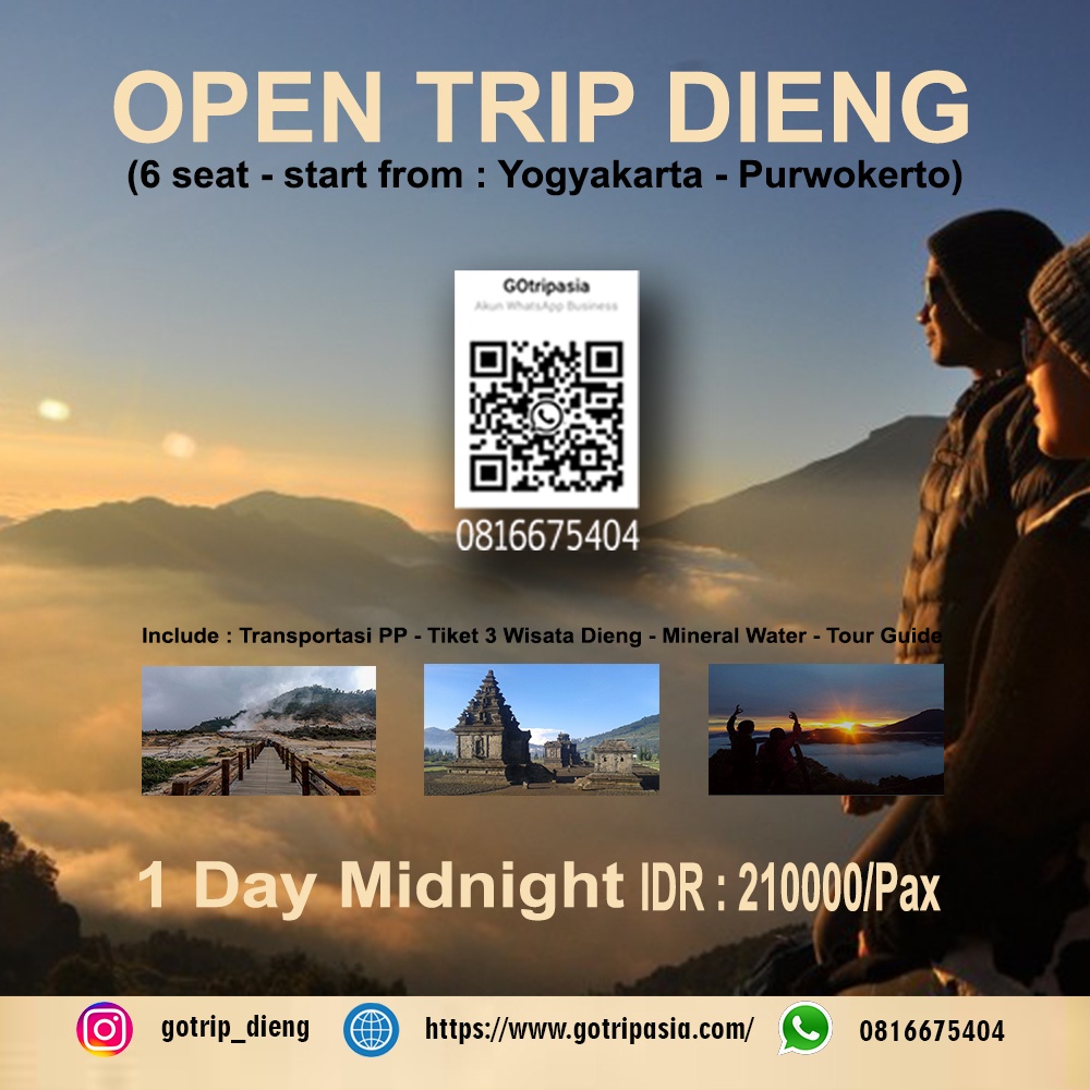 Jual OPEN TRIP DIENG DARI YOGYAKARTA DAN PURWOKERTO (6ORANG PESERTA ...