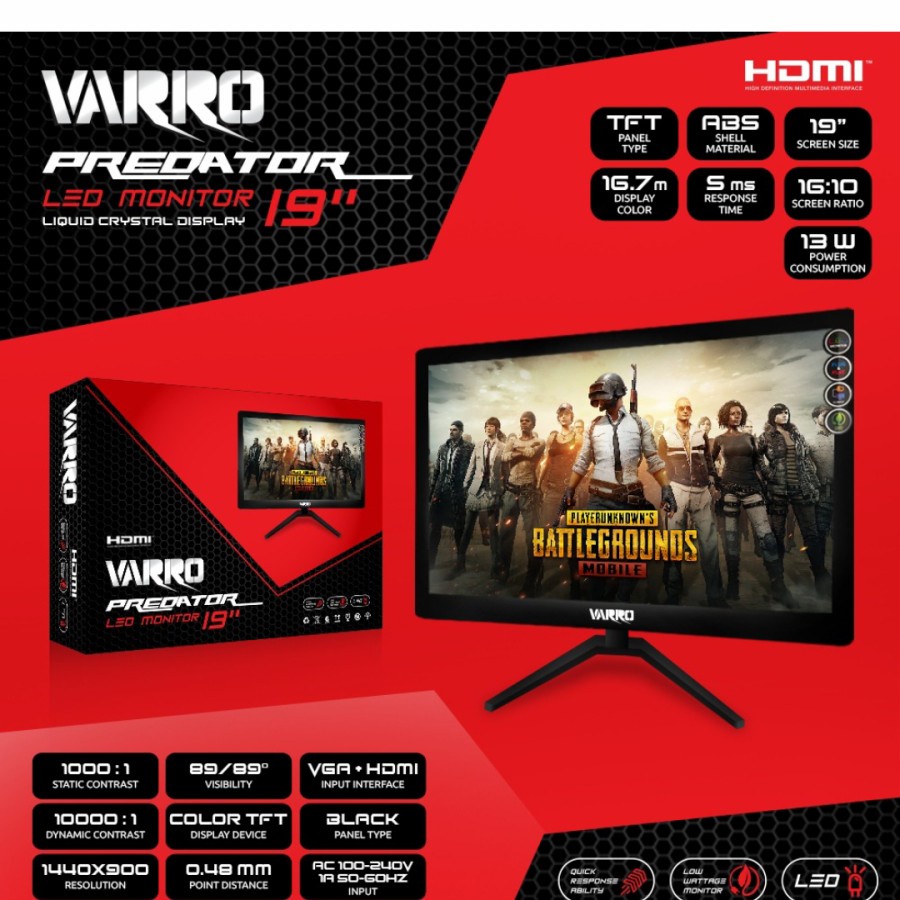 Jual MONITOR LED VARRO PREDATOR 19 INCH | Shopee Indonesia