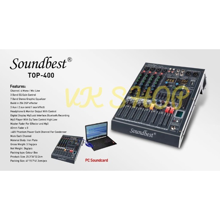 Jual Mixer SoundBest Top 400 Original 4 Channel Bluetooth USB