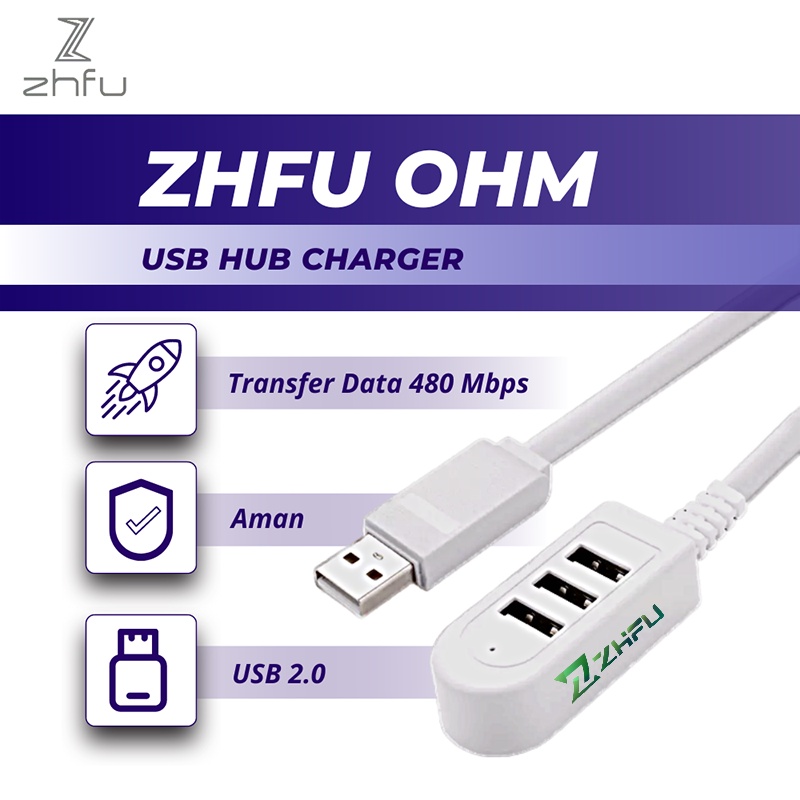 Jual Zhfu OHM Usb Hub Charger Mini 3 Usb Port Charger 3 In 1 | Shopee ...