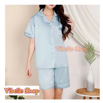 SATIN34 Satin Silky Velvet Premium Vibelle Shop Grosir Baju Tidur 3 4 Piyama Fashion