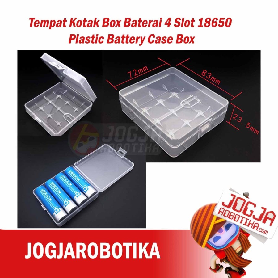 Jual Tempat Kotak Box Baterai 4 Slot 18650 Plastic Battery Case Box ...