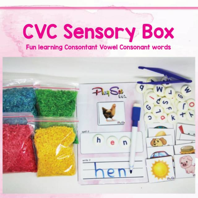 Jual Cvc Sensory Box Mainan Montessori Anak Belajar Phonics Menulis