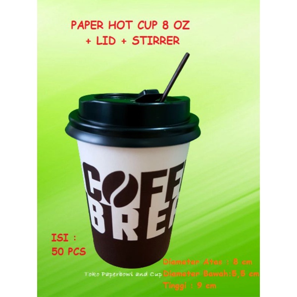 Jual Paper Hot Cup Gelas Kertas 8 Oz 240 Ml Motif Coffee Tutup Stirrer Isi 50 Pcs Shopee 0631