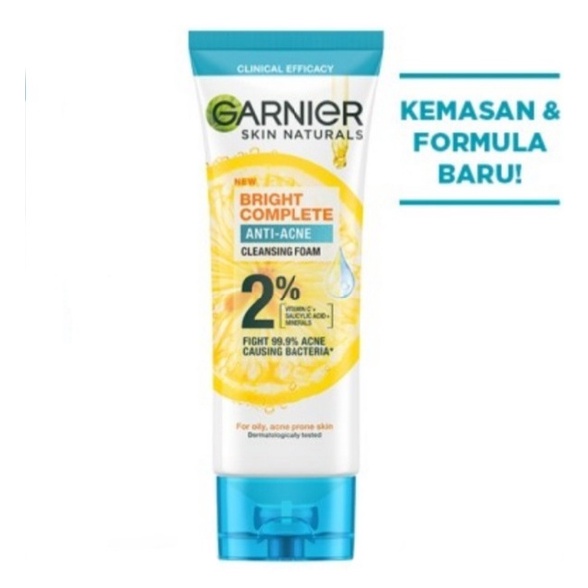 Jual [100 ml] Garnier Bright Complete 3 in 1 Anti Acne Cleansing Foam