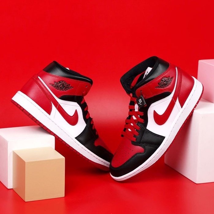 Jual Jordan 1 Mid Alternate Bred Toe Women (100% Authentic) | Shopee ...