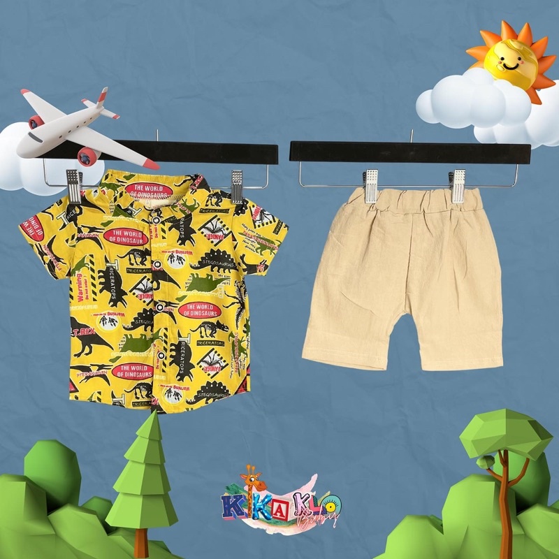 Pingu Club Kemeja Lengan Pendek Motif Dinosaurus main image 1