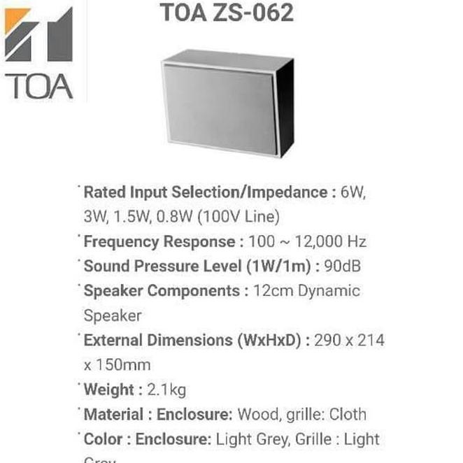 Jual Speaker Box Toa Zs 062 Original Shopee Indonesia