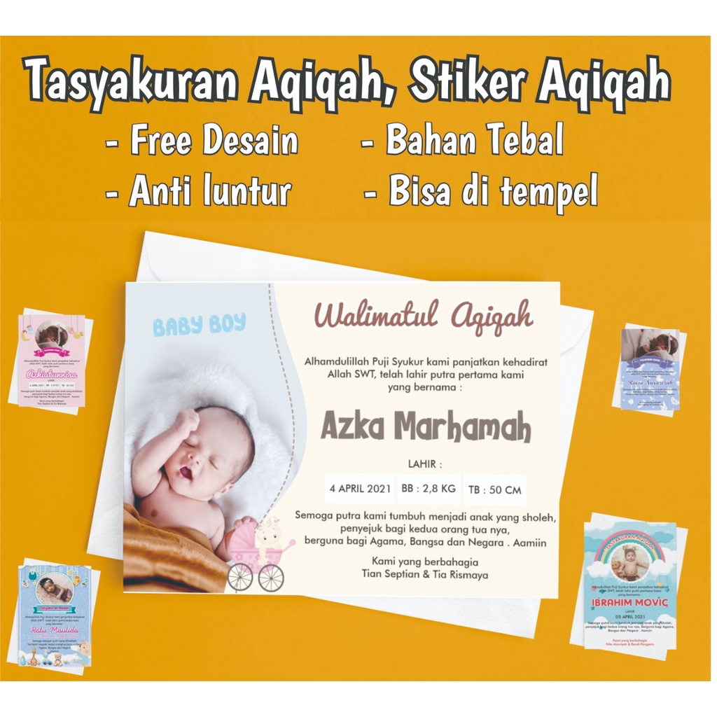 Jual Kartu Ucapan UndanganTasyakuran Aqiqah Selapanan Bayi | Shopee