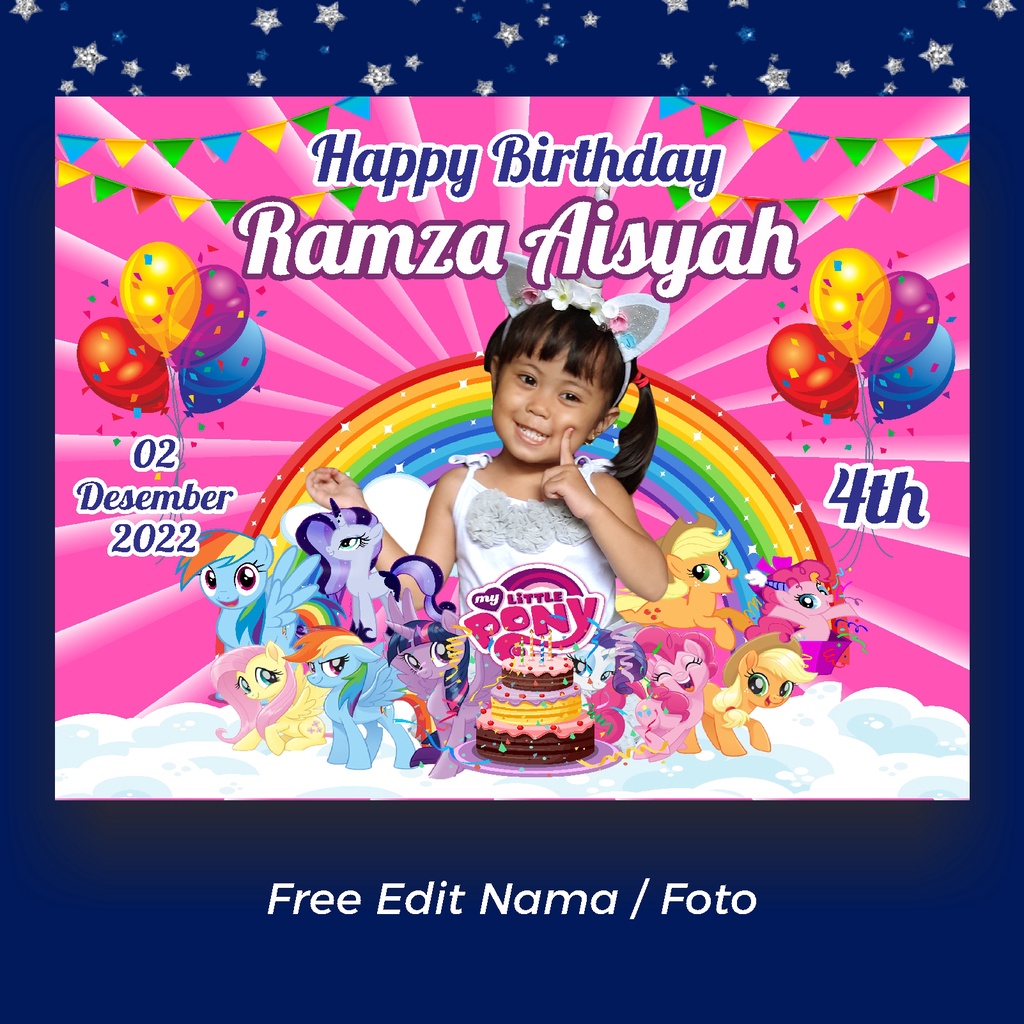Jual Spanduk Banner Ultah Anak Ulang Tahun Kuda Poni Backdrop 