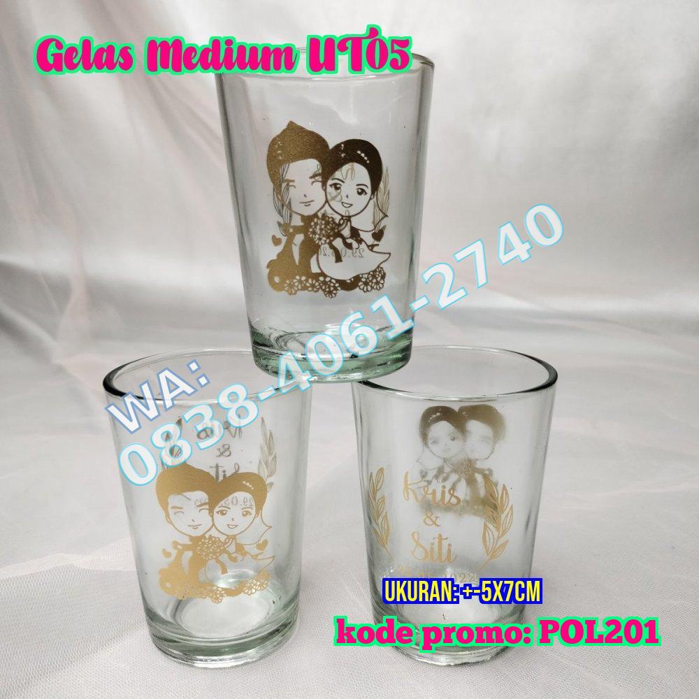 Jual Souvenir Gelas Pialagelas Gagang Lurus Bening Kemasan Pelastik