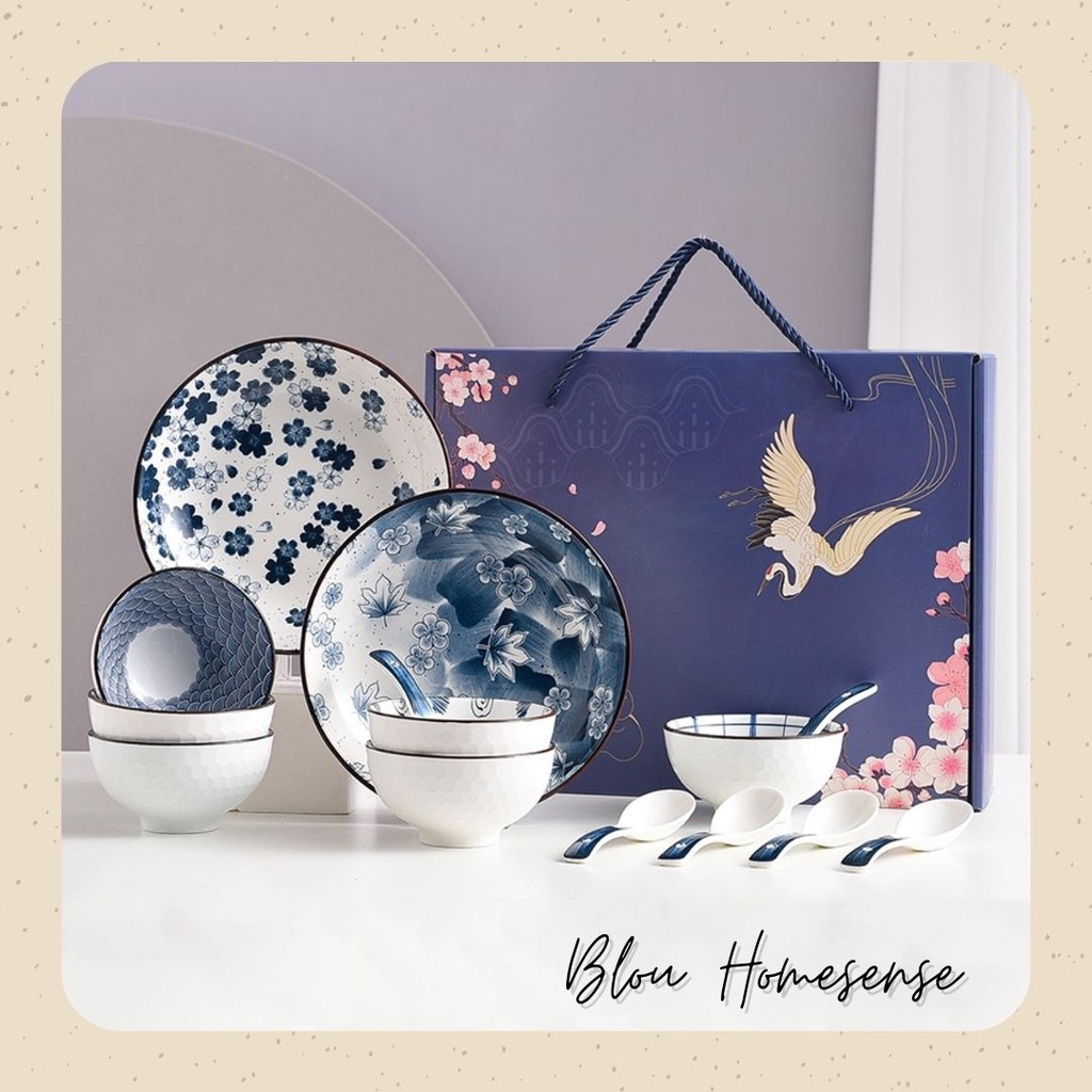 Jual Set Piring Mangkok Makan Keramik Jepang Gift Set 14 piece ceramic