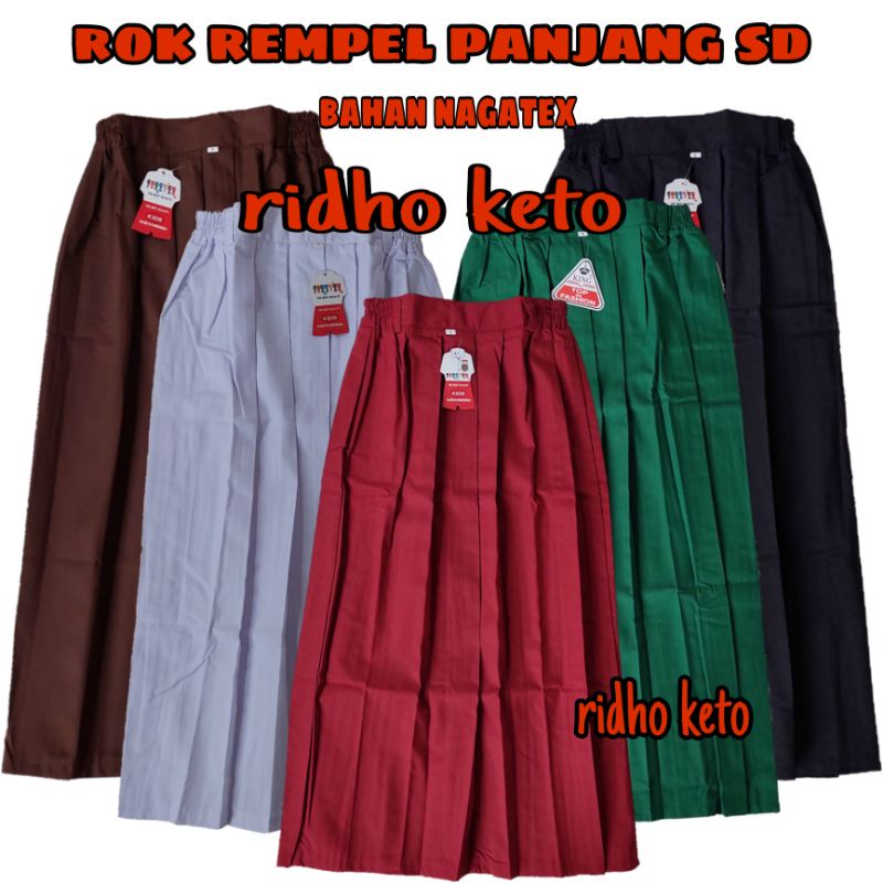 Jual Rok sekolah rok rempel panjang SD/MI hitam | merah | coklat ...