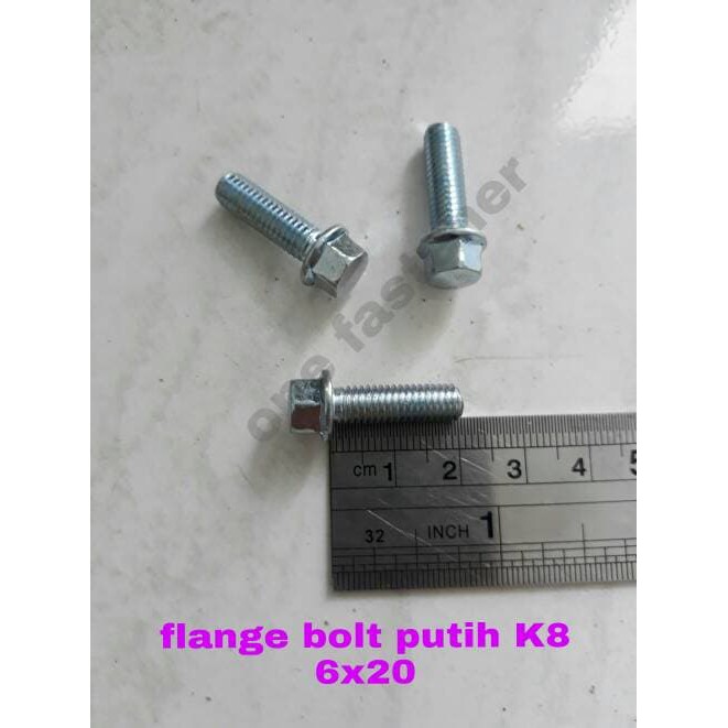 Jual Baut Flange Bolt M6x25 Putih Kunci 8 Blok Mesin Cvt Baut 10 6mm ...