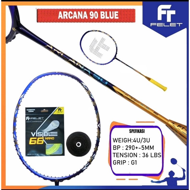 Jual RAKET FELET ARCANA 90 (Free Visible 66 & Grip) //RAKET BADMINTON ...