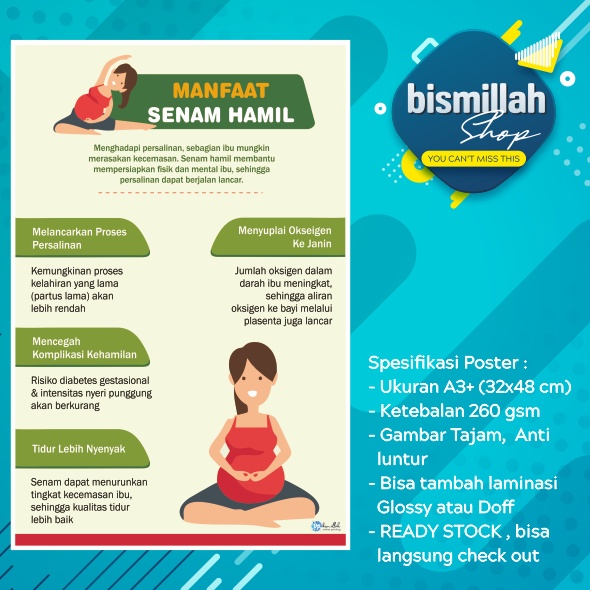 Jual Poster Kebidanan Manfaat Senam Hamil Shopee Indonesia