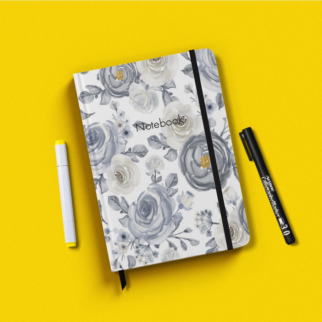 Jual Buku Notebook Custom Tulisan Catatan Diary Harian Lucu Flora Motif
