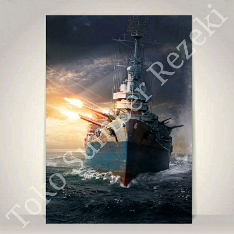 Jual Poster Foto Kapal Perang War Ship Perahu Tempur Militer Gambar